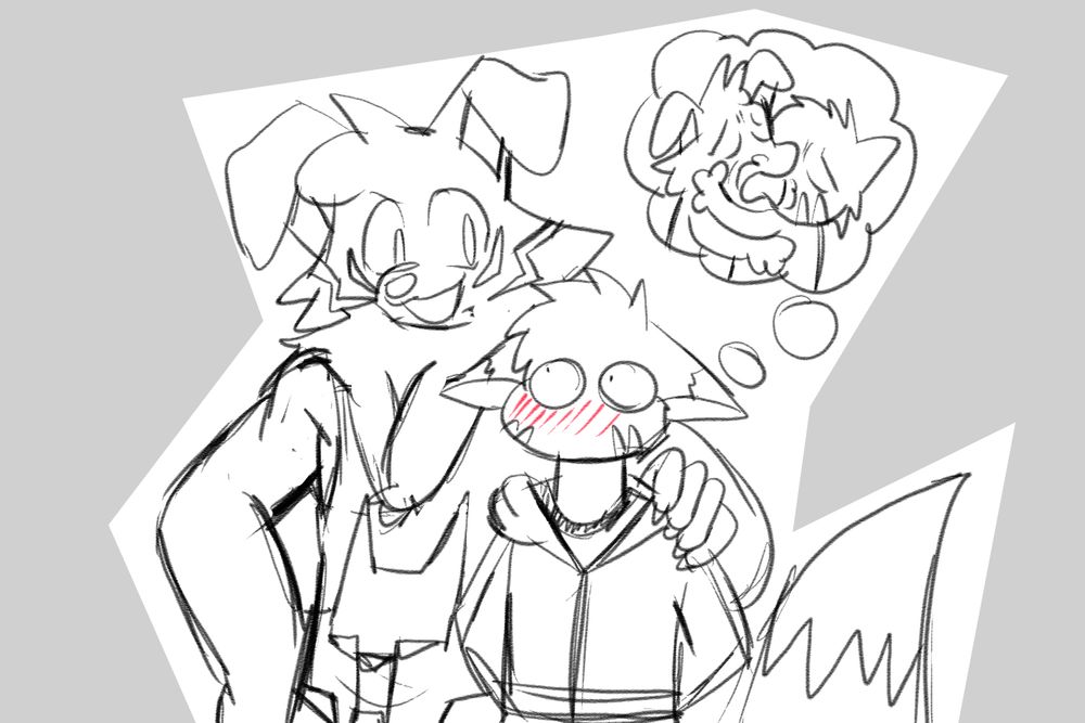 Gambi looking up a Sammy. Sammy is giving him words of encouragement while Gambi is only thinking about making out with him.