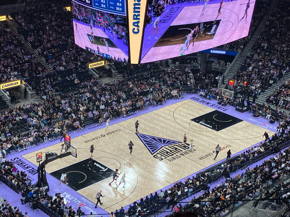 Shot in Chase Center looking down at a WNBA Valkyries game.