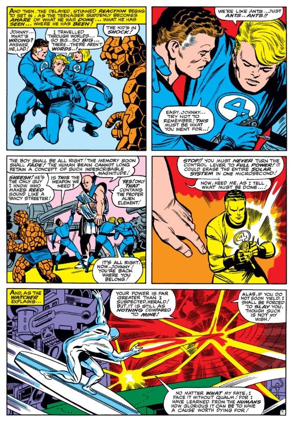 A page from Fantastic Four #50, showing the described scene.