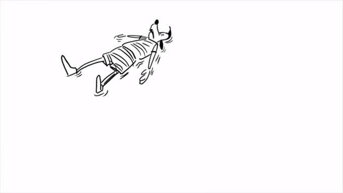 dibujo de goofy flotando sobre un fondo blanco