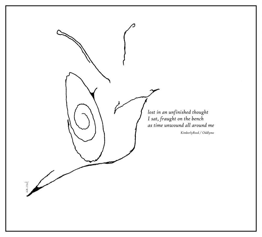 #completethehaiga 103 #prompt #haiga #haiku #senryu

lost in an unfinished thought 
I sat, fraught on the bench
as time unwound all around me

Kimberly Reed OddlyMe 