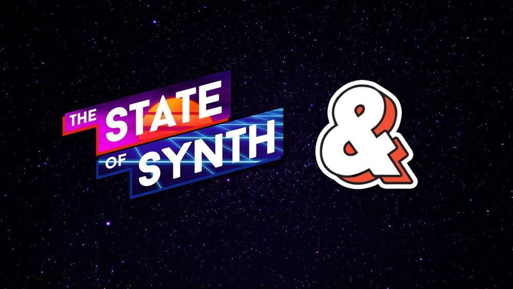 A picture of The State Of Synth logo and the and.fm logo on a starry background