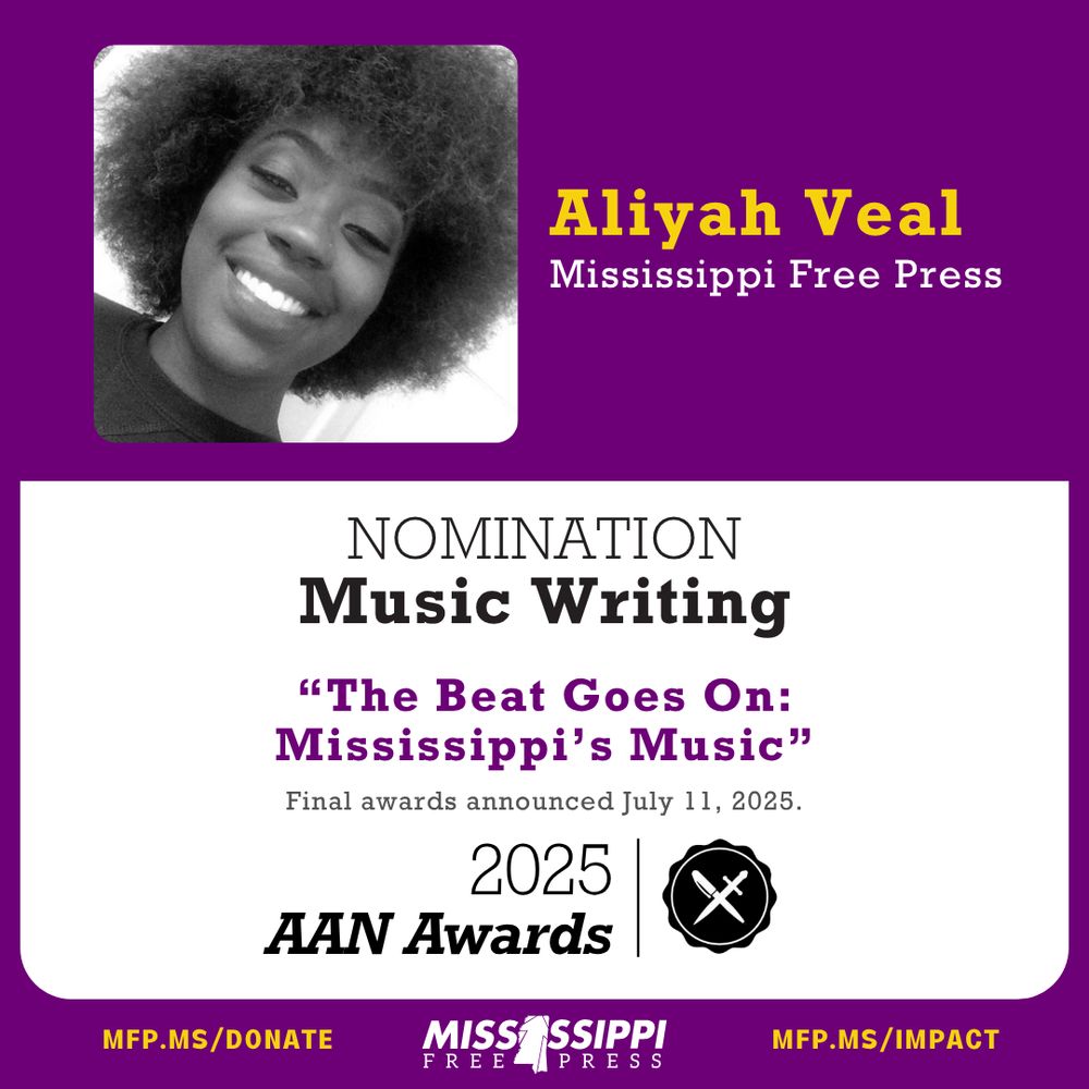 Purple and white with picture of Aliyah and details of her nomination