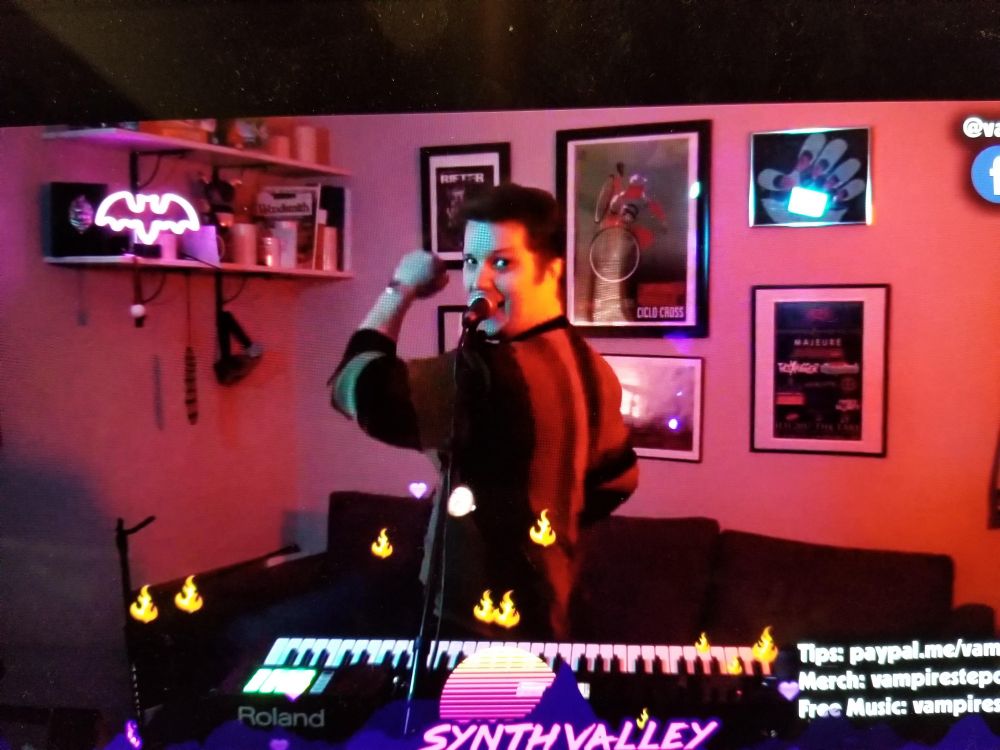 Vampire Step-Dad playing an online music fest 