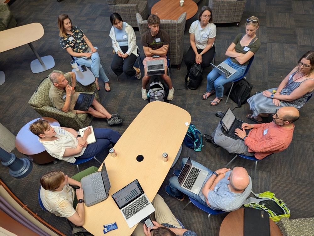 Birdseye photo of MSP LTER researchers discussing future research questions, as a group.