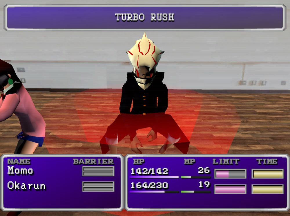Transformed Okarun in turbo granny mode initiating attack turbo rush