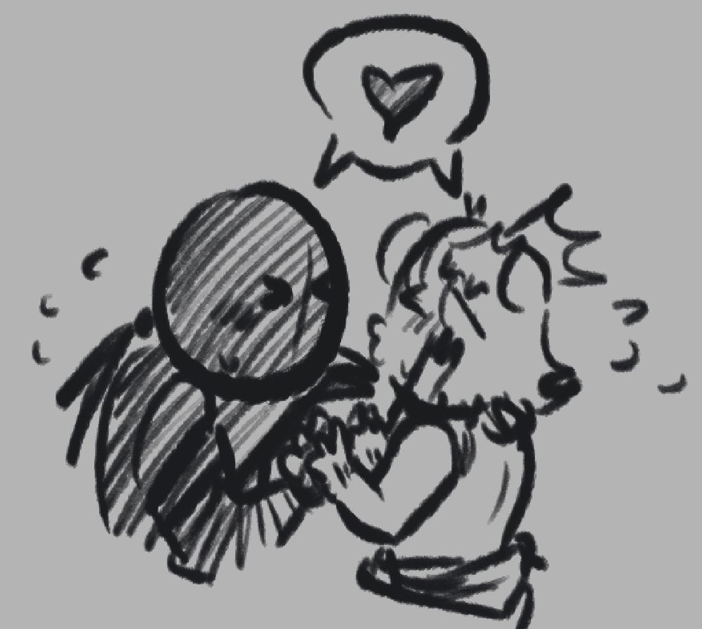 Bleepsona and Hank awkwardly trying to kiss bc they kinda stupid wow