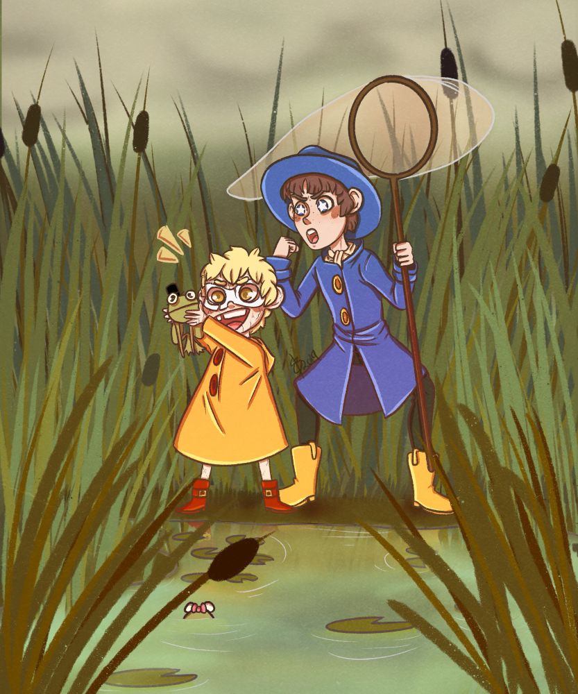 Friend’s OC Willie (brown hair) and another friend’s OC Benny (blonde hair)