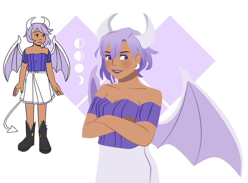 Vector art of my OC Bryce. This version of her has lavender hair and white horns