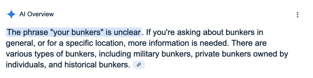 'your bunkers' is unclear
