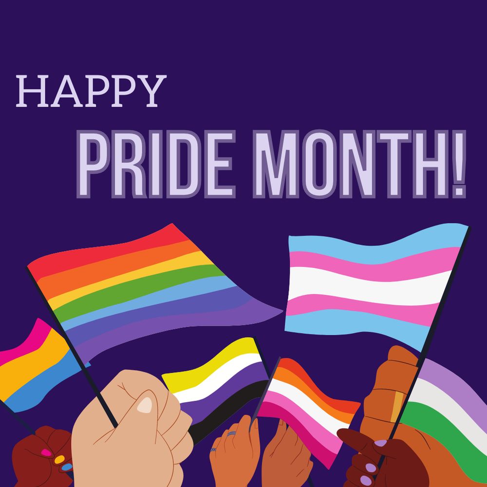 Sujet von women4changeindiana.org

Verschiedenfarbige Hände, teilweise mit Nagellack, schwenken unterschiedliche Pride-Flaggen die alles im LGBTQIA+-Bereich abdecken. Darüber steht "HAPPY PRIDE MONTH!"
