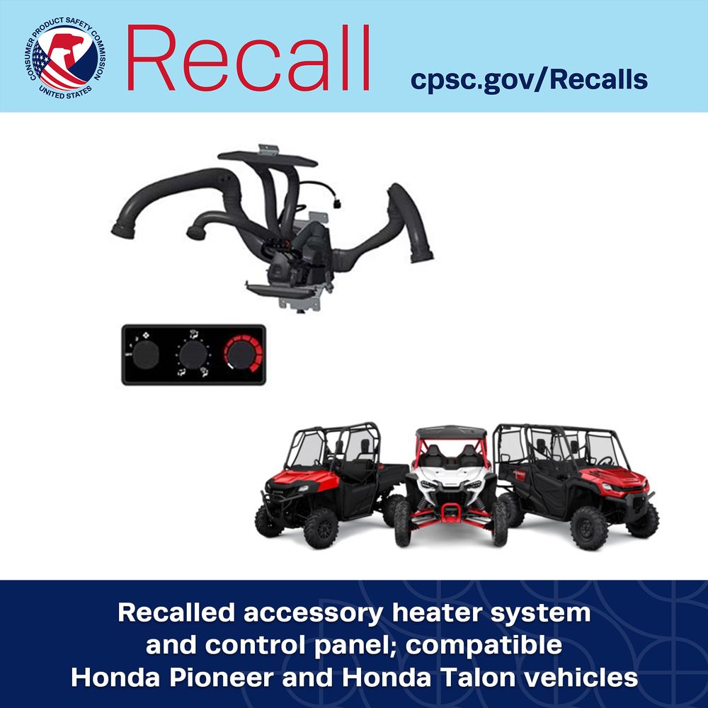 Recalled accessory heater system and control panel; compatible Honda Pioneer and Honda Talon vehicles