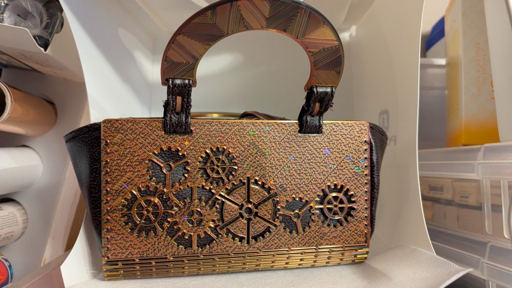 Steam punk 3d printed clutch. 