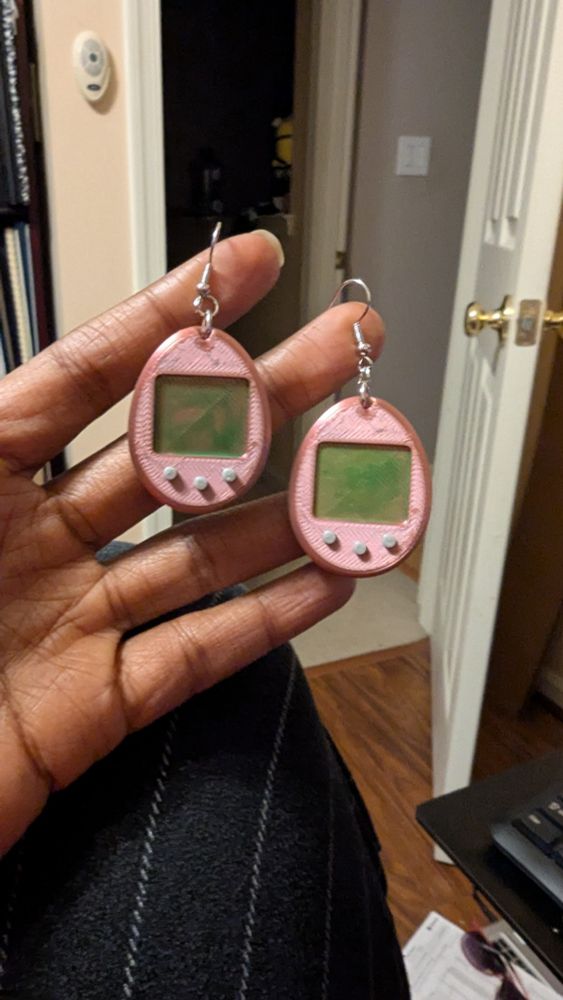 Tamagotchi earrings 3d printed 