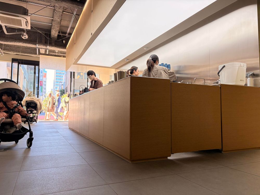 The coffee bar seen from low