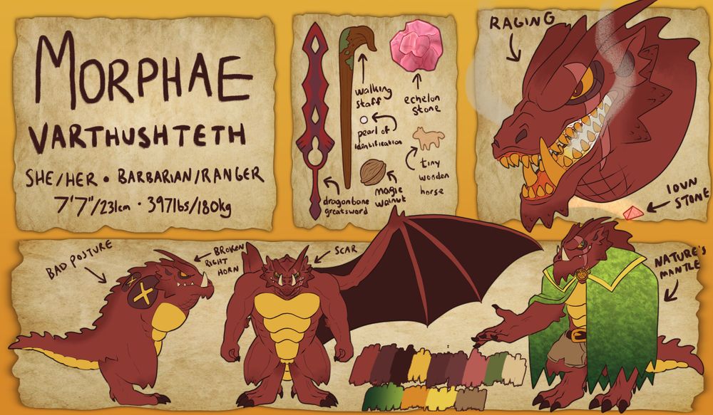 a reference image of a red dragonborne with wings.