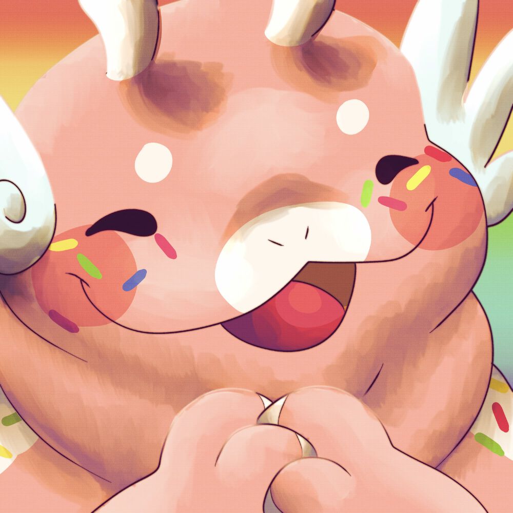 an icon-sized illustration of a happy alien-like axolotl character.