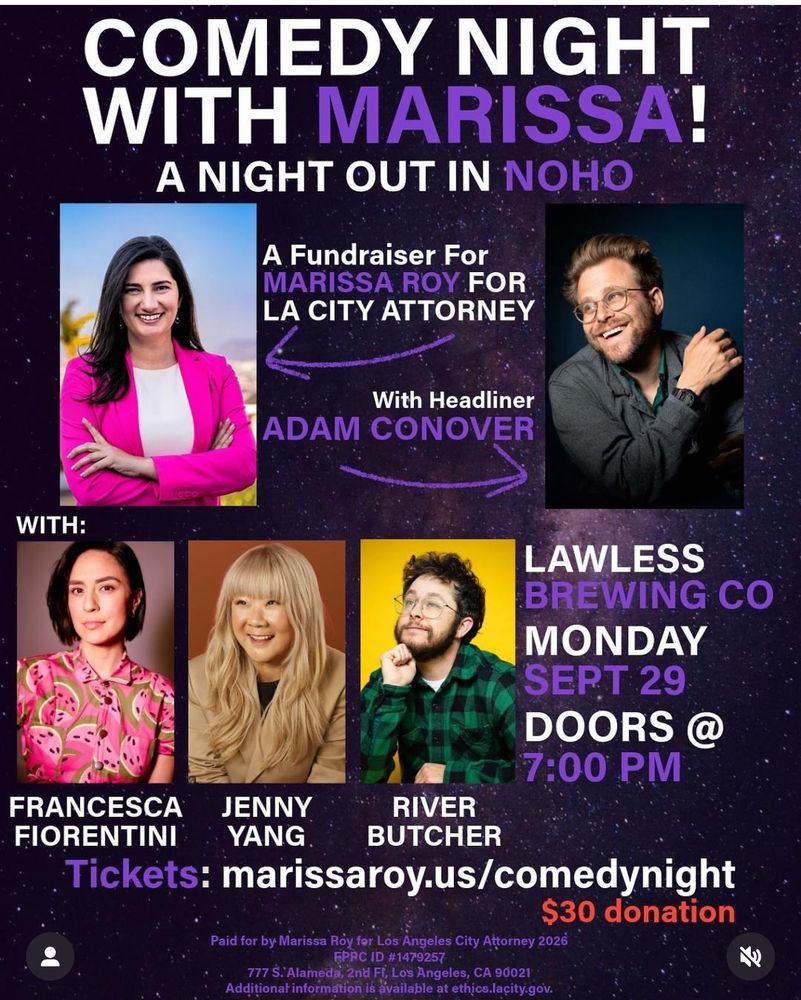 Comedy Night fundraiser for Marissa Roy for LA City Attorney 