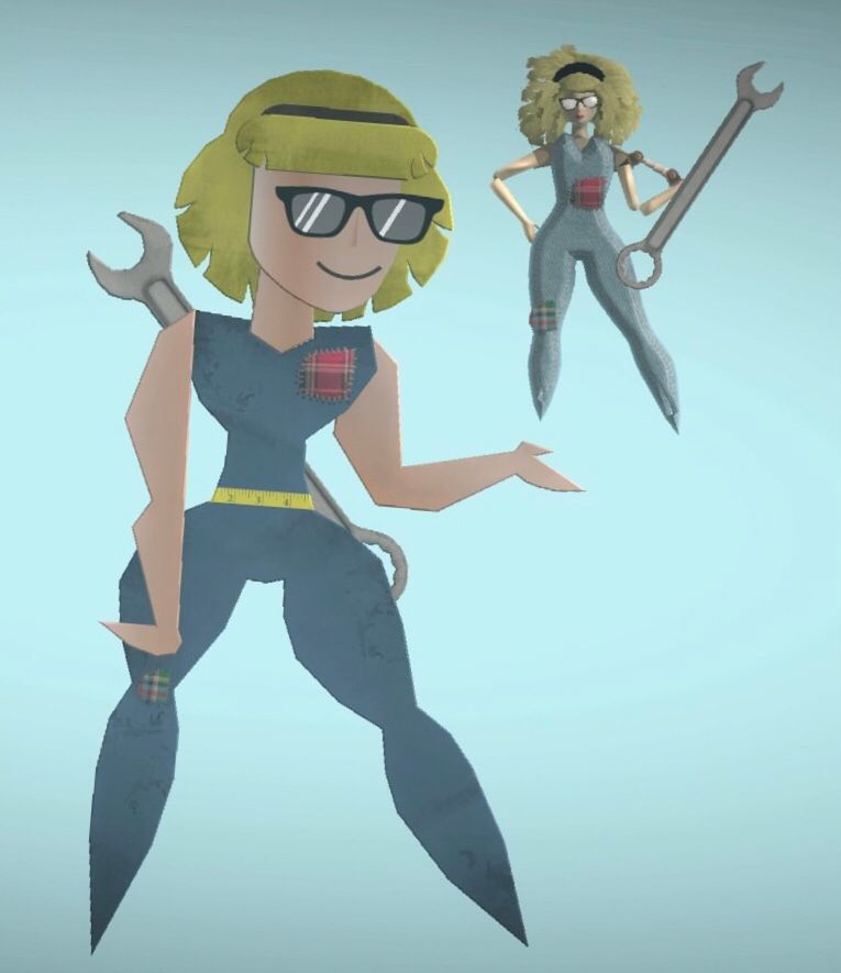 My original version of Mags the Mechanic, made with cardboard and stickers!