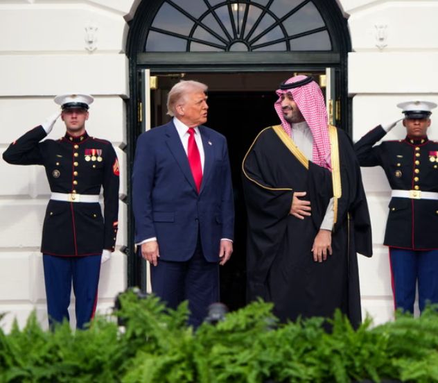 [Left:] President Trump and [right:] Crown Prince Mohammed bin Salman