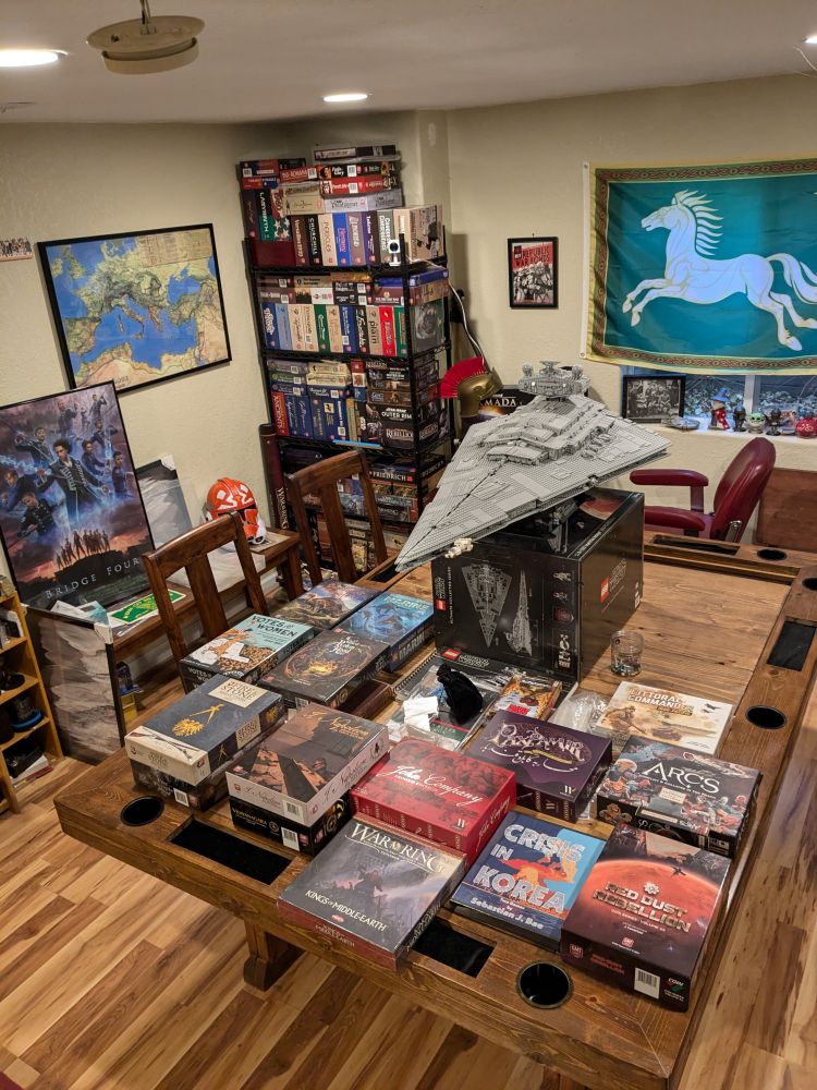 collection of board games on a gaming table. Ready to be played.