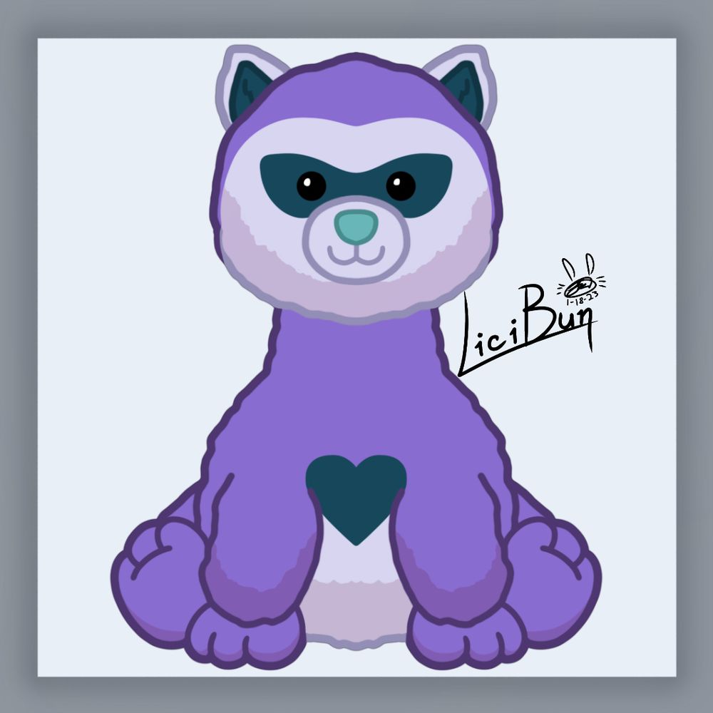 A purple ferret sona in the style of Webkinz 