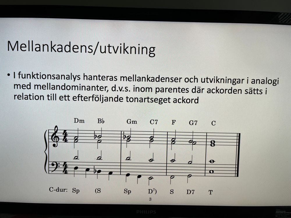 Exempel på en mellankadens till subdominanten analyserad med funktionsanalys 