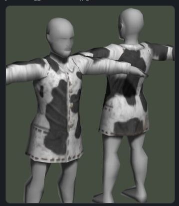 Project Zomboid model wearing a jacket made of cowhide.