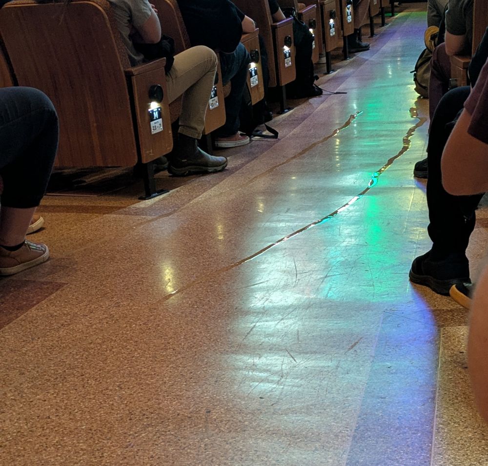 liquid trail down an aisle