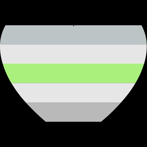 A picture of a heart that is striped black, grey, white, green, white, grey, and black going from top to bottom.