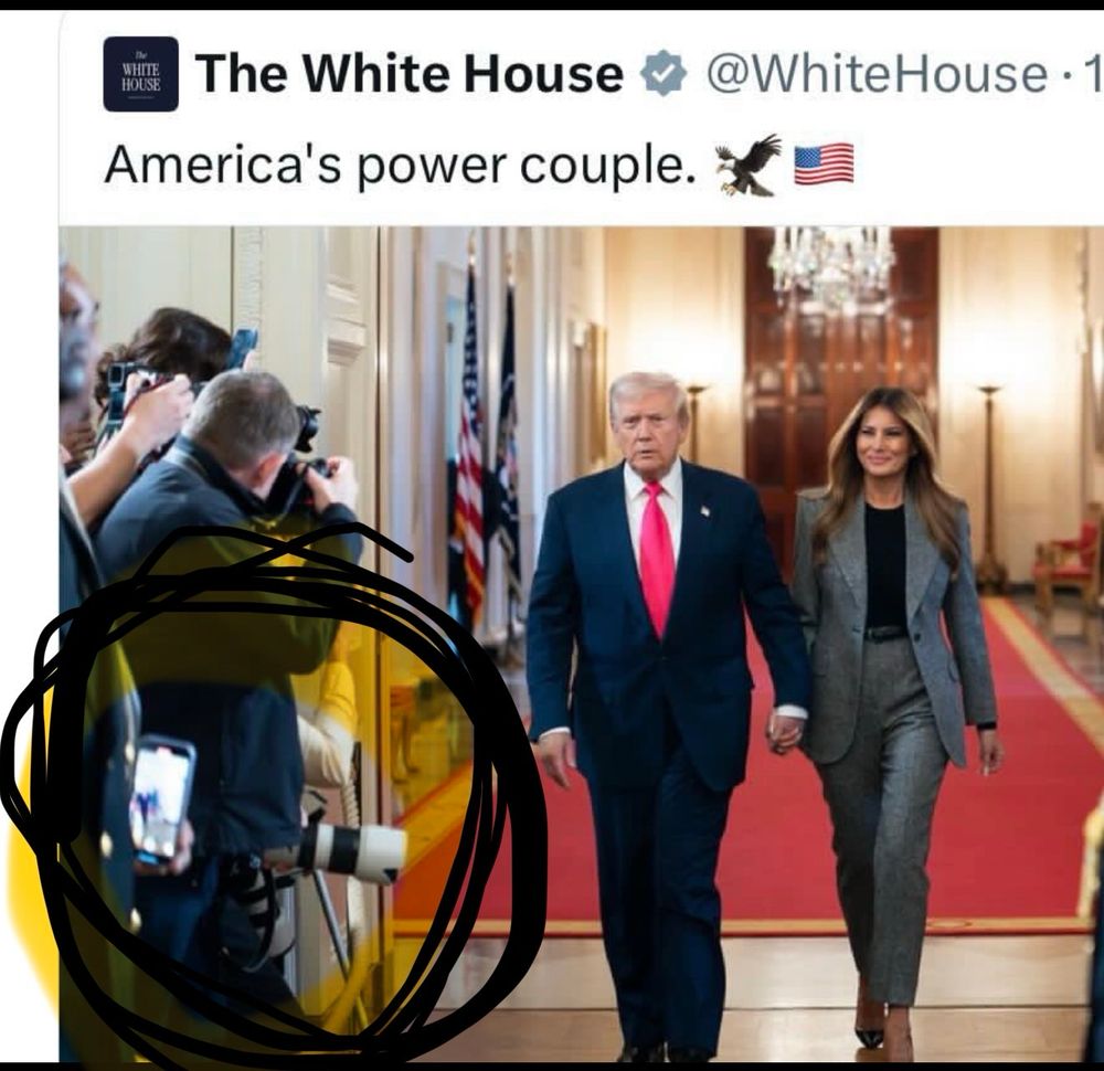 Picture of Donold Trump that was manipulated by photoshopping in Melania. 