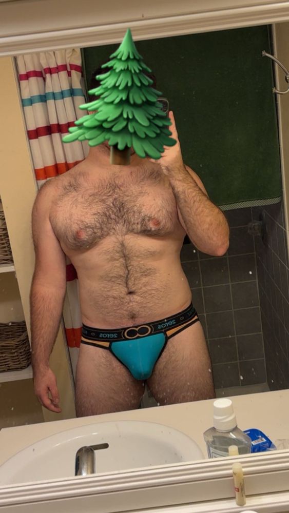 Selfie of me in a blue jockstrap 