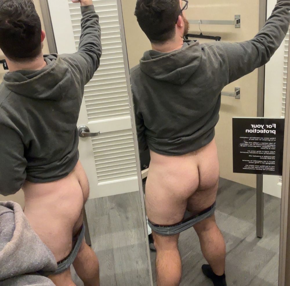 Me showing my ass in two mirrors at once