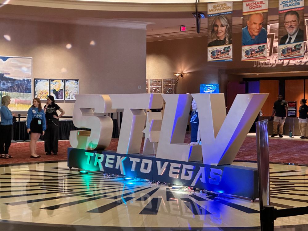 The STLV sign in the middle of the convention center at the Rio Las Vegas 