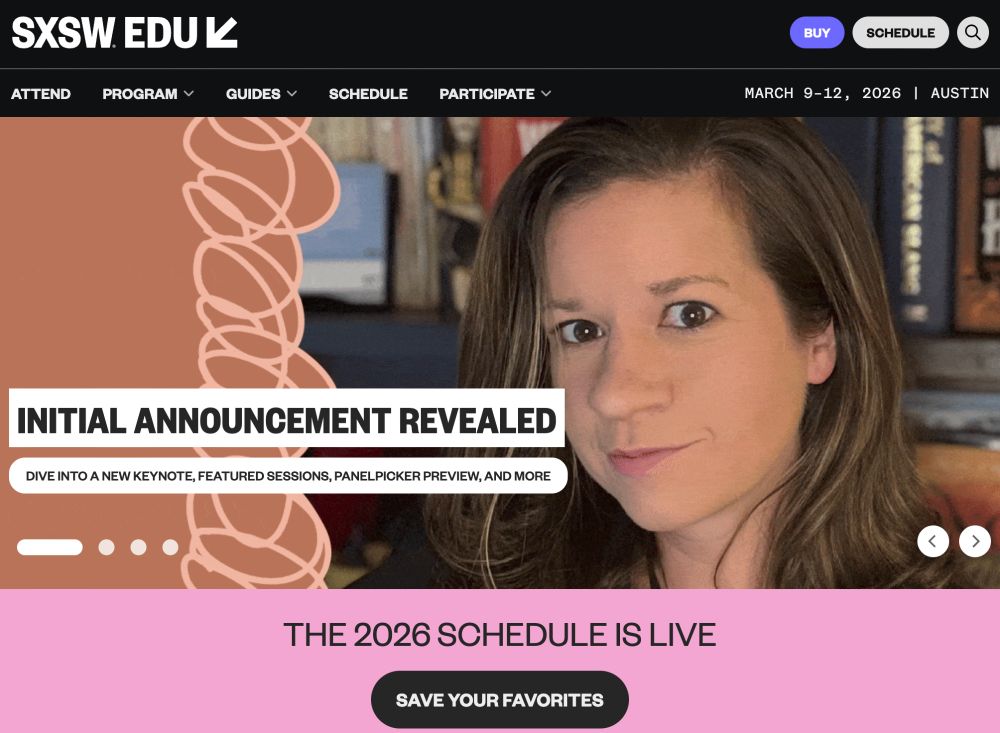 A screenshot of the SXSW EDU website