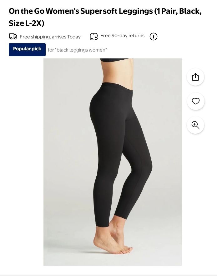 A picture of a model wearing yoga pants/leggings on a website. Mona (poster of this post on bsky) is thinking of buying these in hopes of SLAYING and having max comfiness.