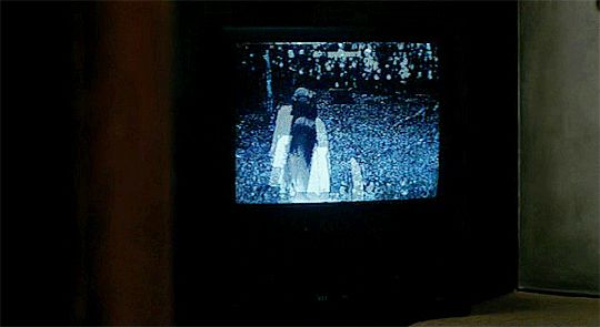 Animated gif from Ringu with the supernatural killer coming out of the tv