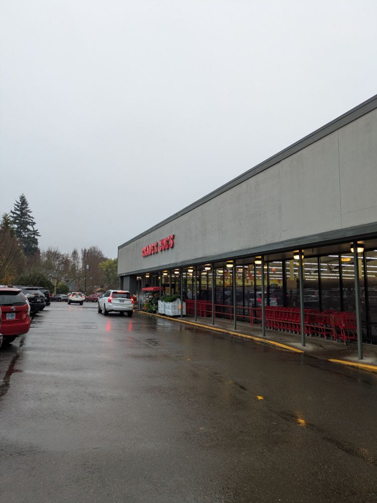 A trader Joe's in the rain. 