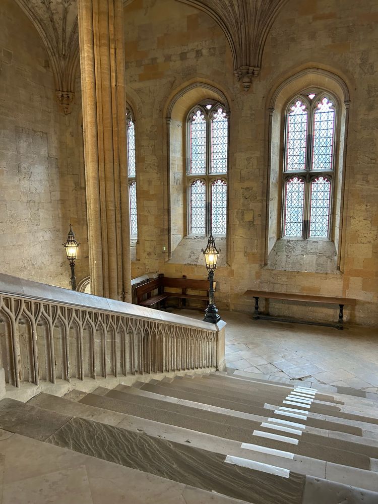 Picture of a stone staircase which was used to film scenes in the Harry Potter movies.
