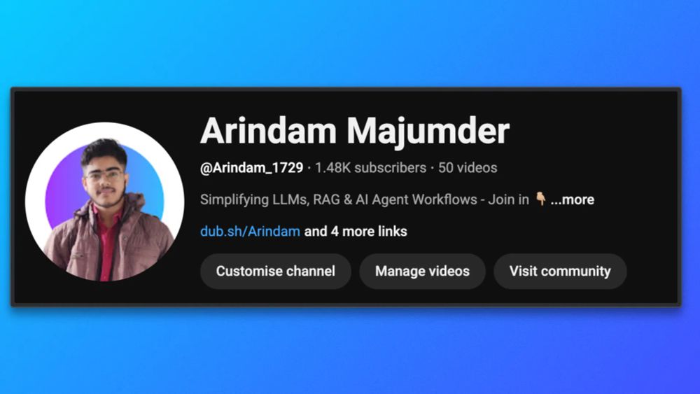 YouTube channel header of Arindam.