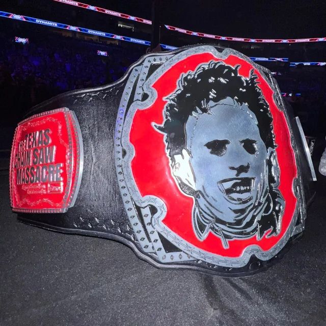 AEW’s Texas Chainsaw Massacre Deathmatch title pretending to be the AEW Intercontinental Title.