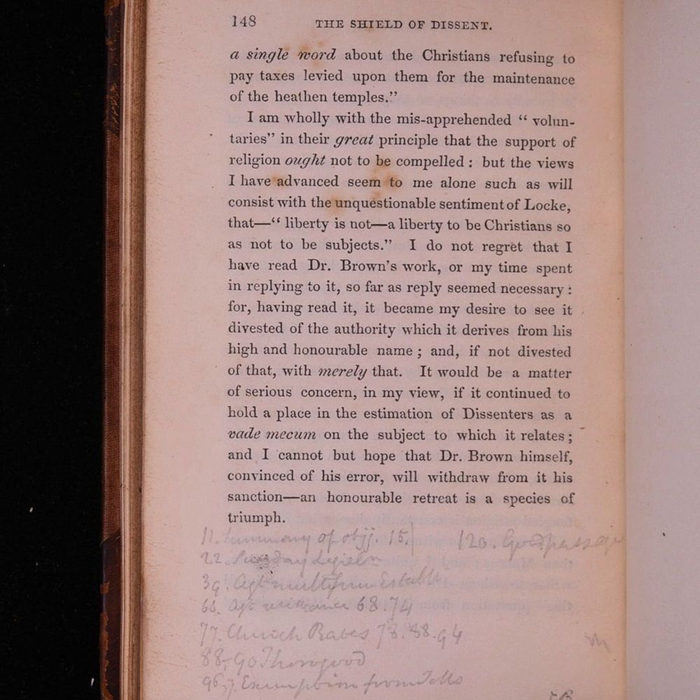 A later page in The Shield of Dissent showing black ink text and William Gladstone's pencil handwriting 