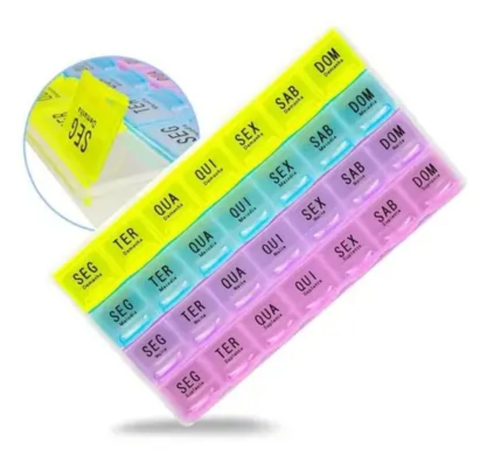 Porta remédios com os dias da semana pra não esquecer 