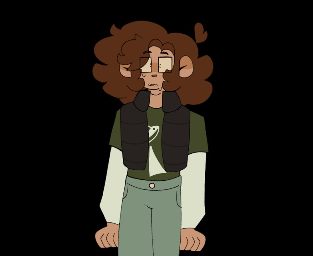 Scared/shocked sprite. Gabriel stiffens up and his pupils become smaller. He is visibly frightened.