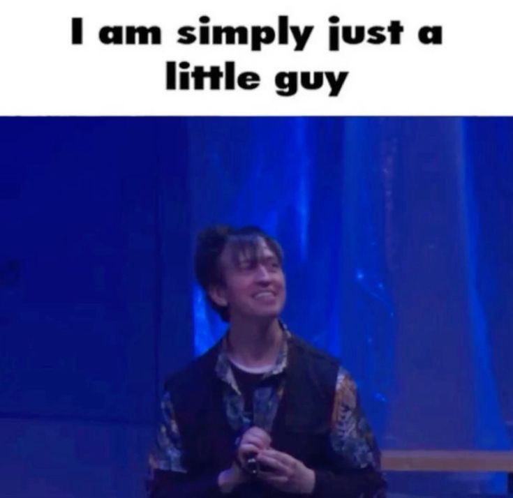 Picture of the character Richie from Nerdy Prudes Must Die smiling. It is captioned “I am simply just a little guy”.