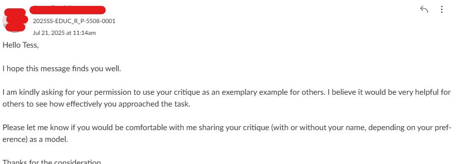 Request from my college professor to use a recent paper as an exemplary example for other students