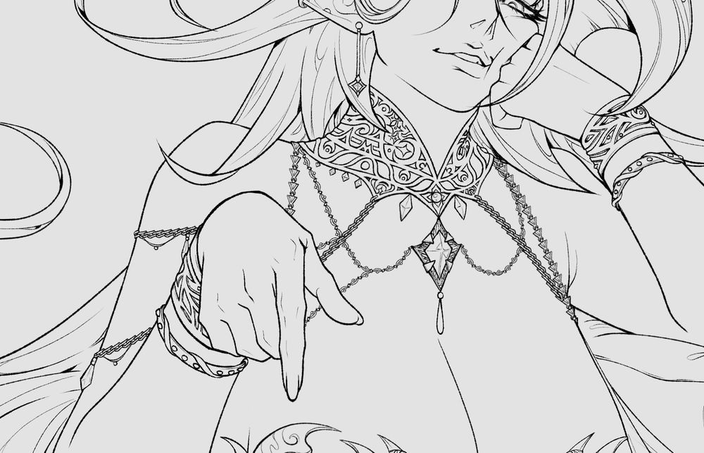 A digital sketch sneak peek of an alternative design of VTuber Aeonmyne.