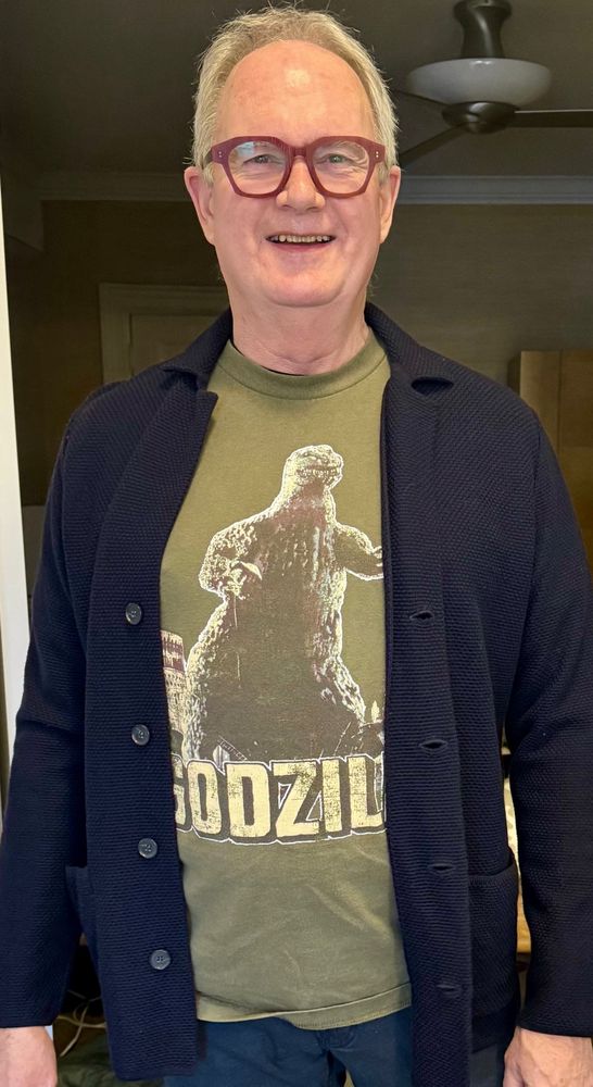 Man wearing a Godzilla T-shirt