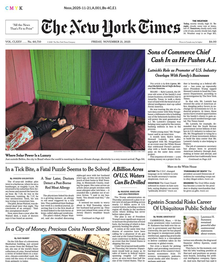 NYT front page day after Trump says we should execute his opponents for telling the military to honor the Constitution. Not one headline mentions this story.