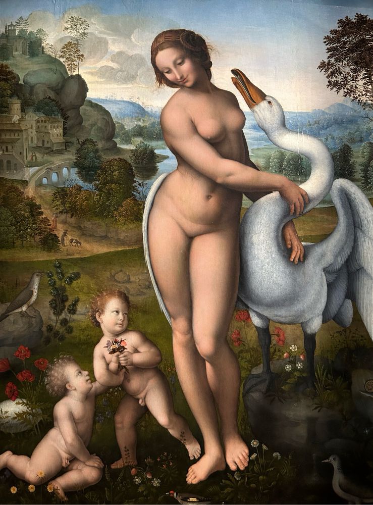 Painting of “Leda and the Swan” (1510-1515) by Leonardo da Vinci